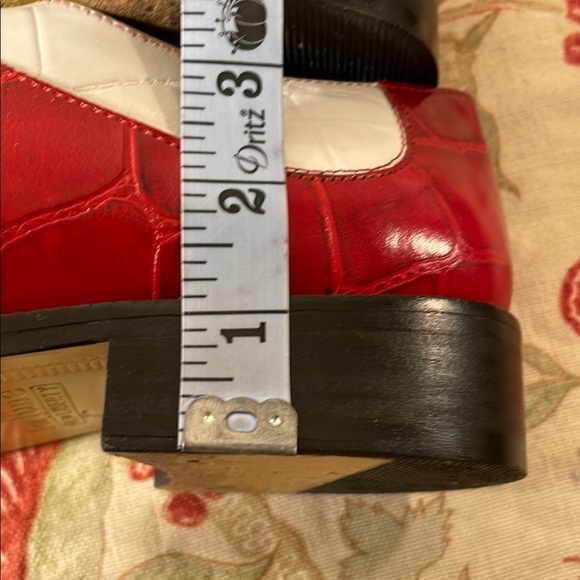 Fortune From Liberty Red and White Leather Square Toe Cowhide Lace Up Oxfords main image 8